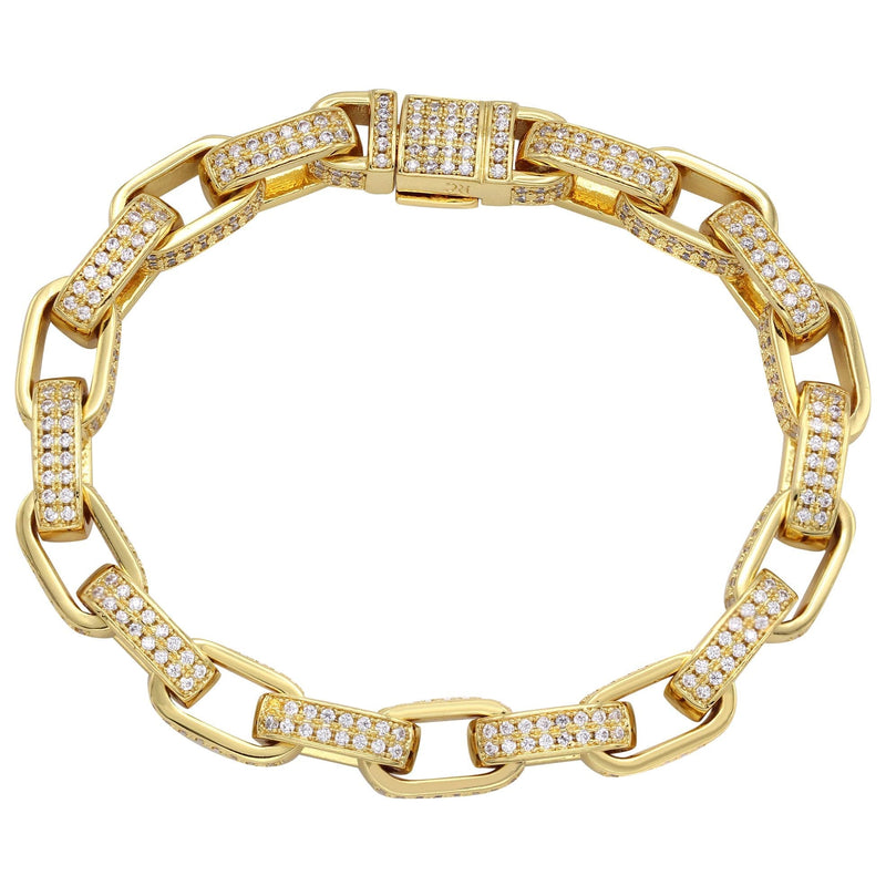 Gold Plated Iced Out Hermes Bracelet