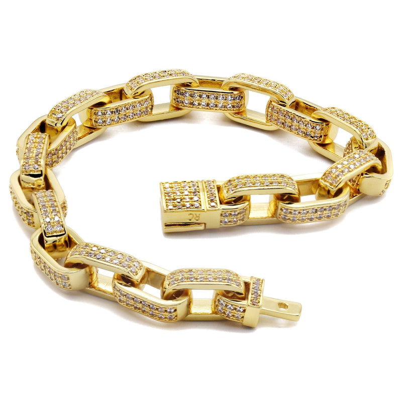 Gold Plated Iced Out Hermes Bracelet