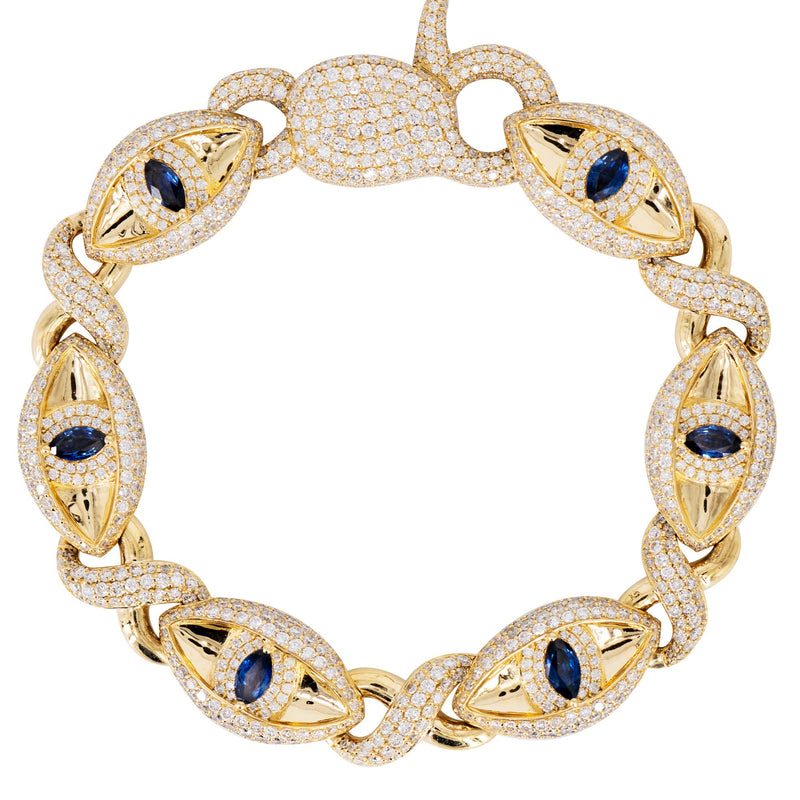 High End Jewelry - Iced Out Sapphire Evil Eye Bracelet
