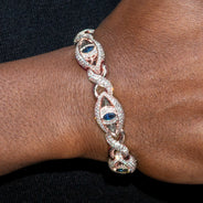 High End Jewelry - Iced Out Evil Eye Sapphire Bracelet