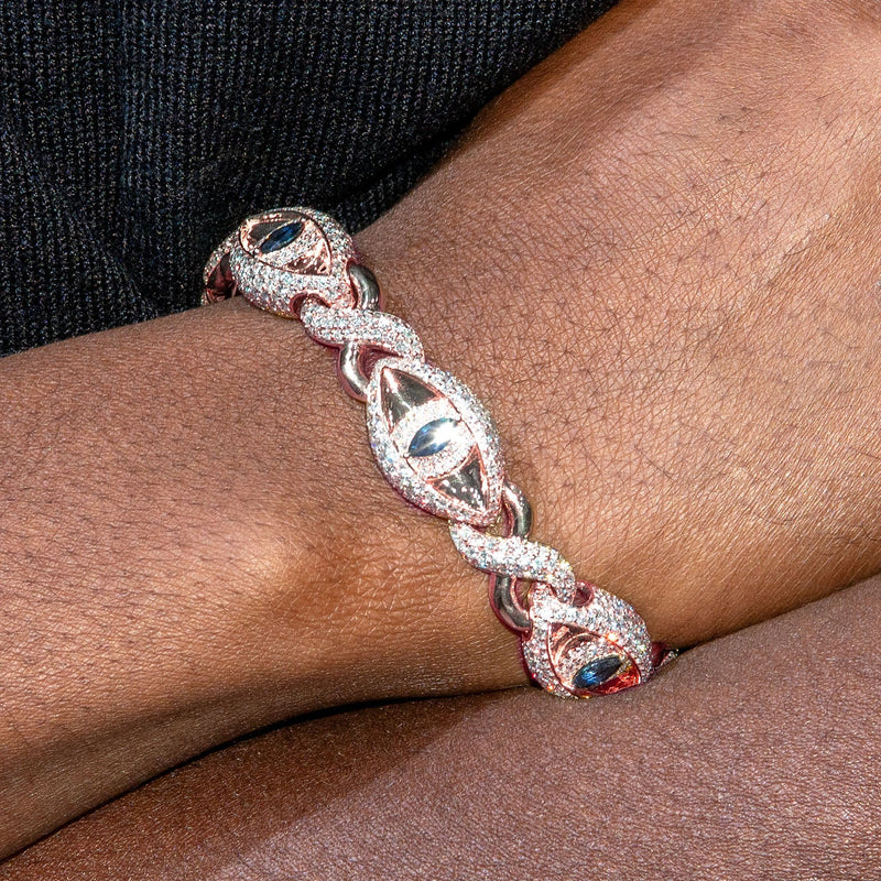 High End Jewelry - Iced Out Evil Eye Sapphire Bracelet