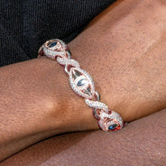 High End Jewelry - Iced Out Evil Eye Sapphire Bracelet