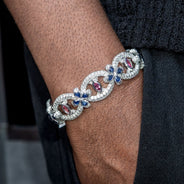 High End Jewelry - Iced Out Evil Eye Ruby & Sapphire Bracelet