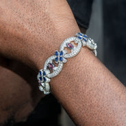 High End Jewelry - Iced Out Evil Eye Ruby & Sapphire Bracelet