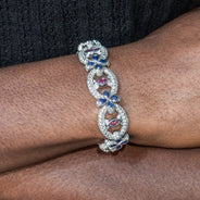 High End Jewelry - Iced Out Evil Eye Ruby & Sapphire Bracelet