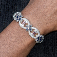 High End Jewelry - Iced Out Evil Eye Ruby & Sapphire Bracelet