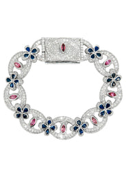 High End Jewelry - Iced Out Evil Eye Ruby & Sapphire Bracelet