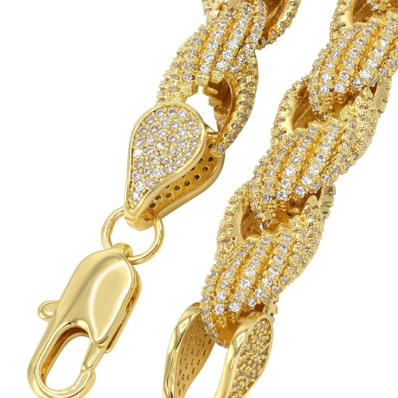 Gold Plated Mens Chain Iced Out Solid Rope