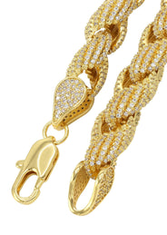 Gold Plated Mens Chain Iced Out Solid Rope