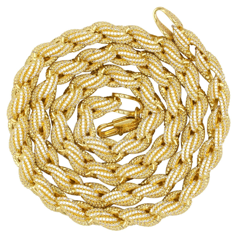 Gold Plated Mens Chain Iced Out Solid Rope
