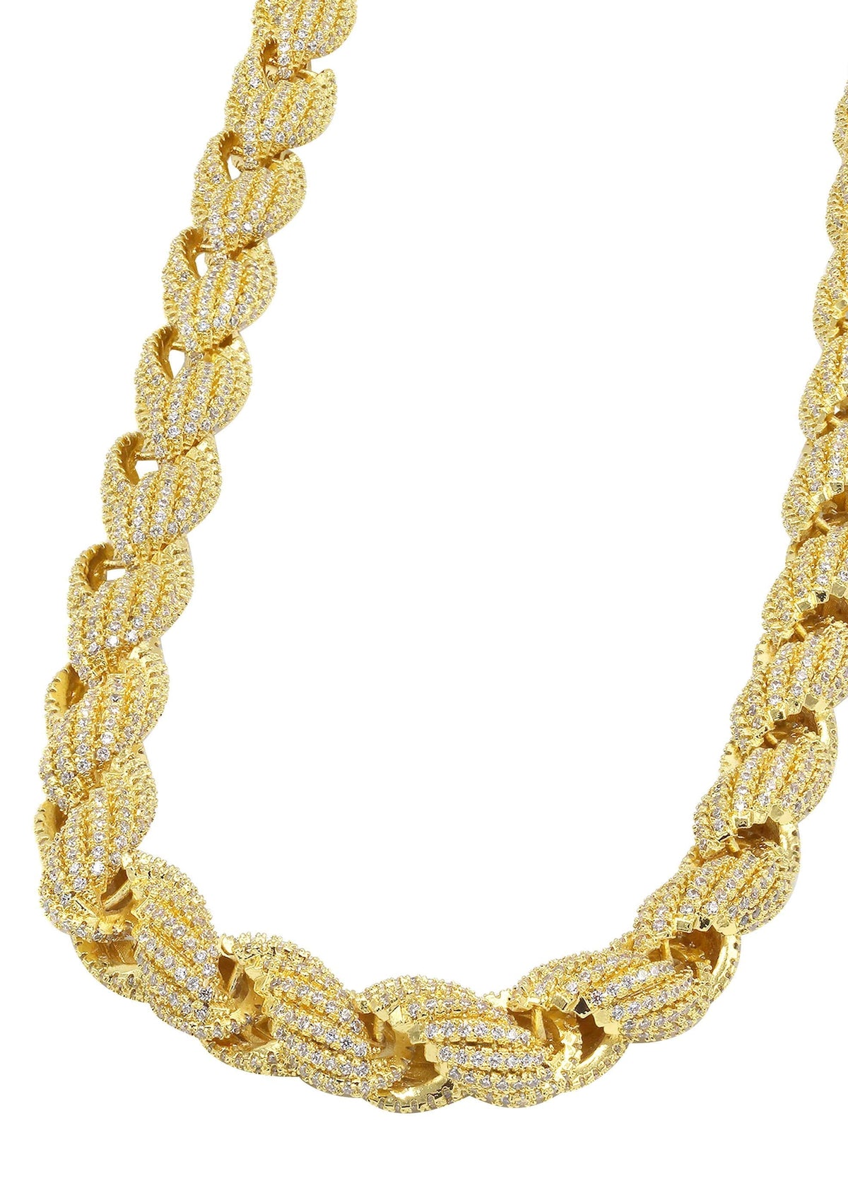 Gold Plated Mens Chain Iced Out Solid Rope