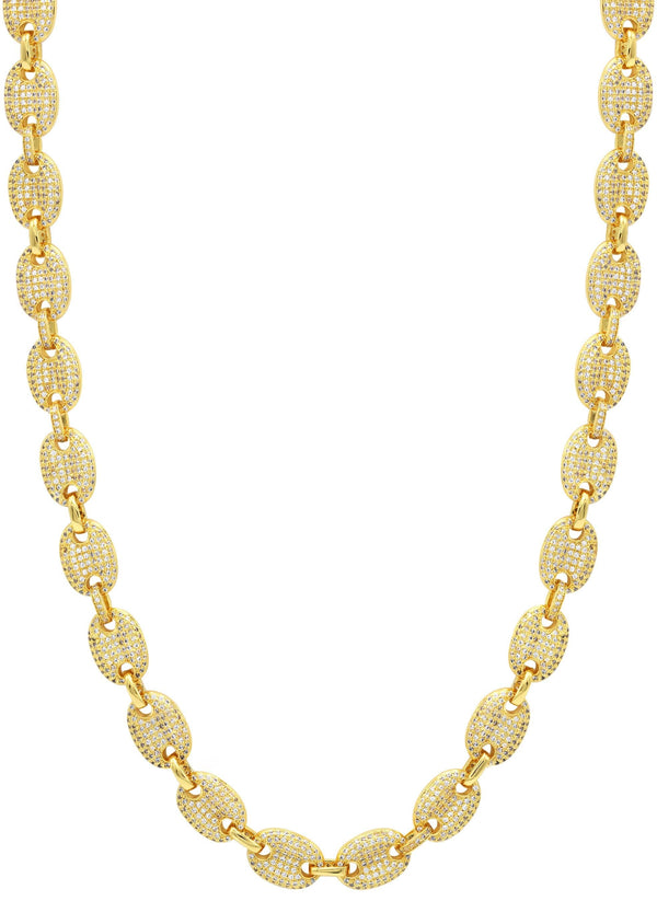 Gold Plated Iced Out Gucci Chain