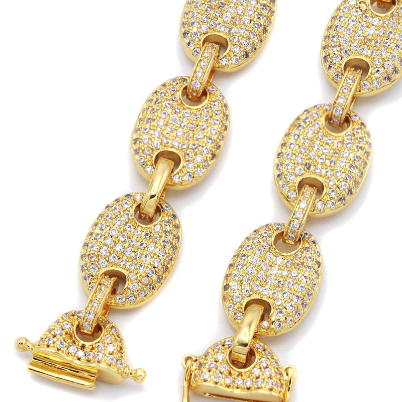 Gold Plated Iced Out Gucci Chain