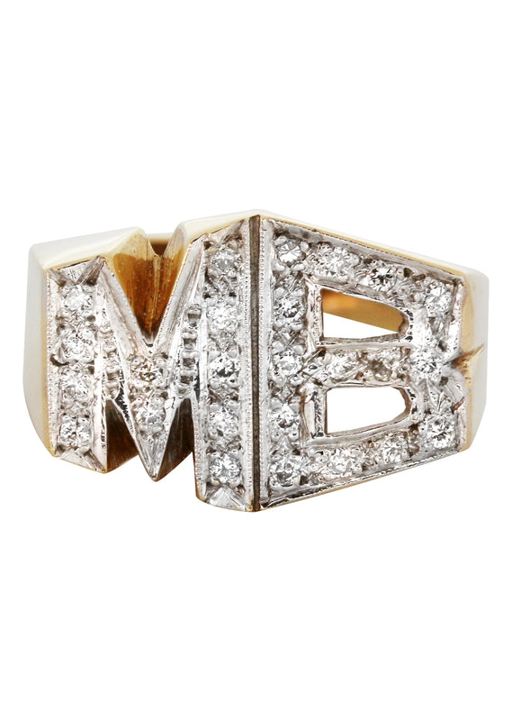 14K Diamond Gold Initials Name Ring | Style #106
