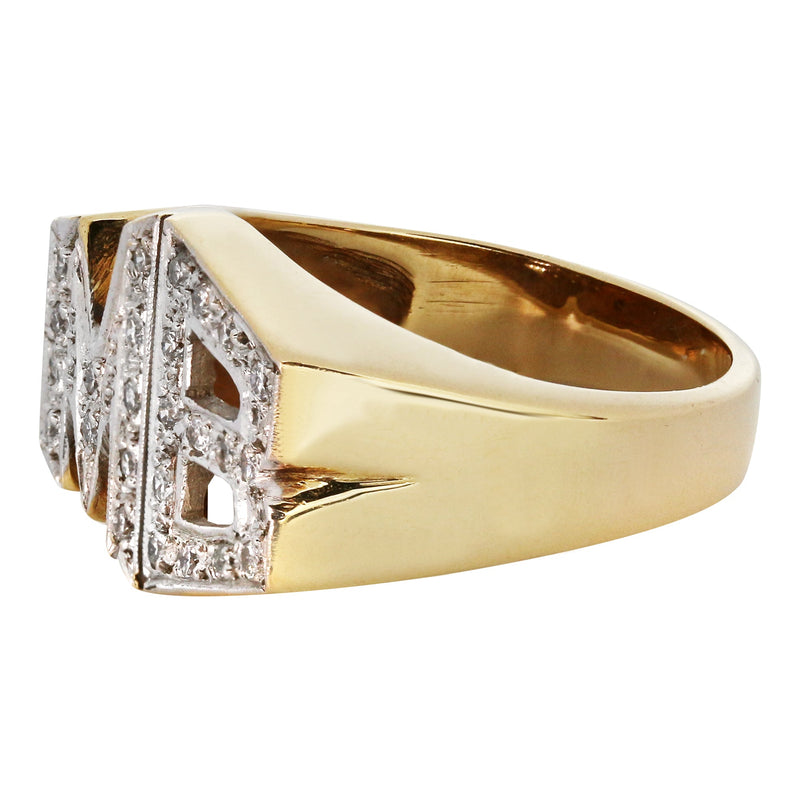 14K Diamond Gold Initials Name Ring | Style #106