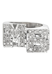 14K Diamond White Gold Initials Name Ring | Style #105