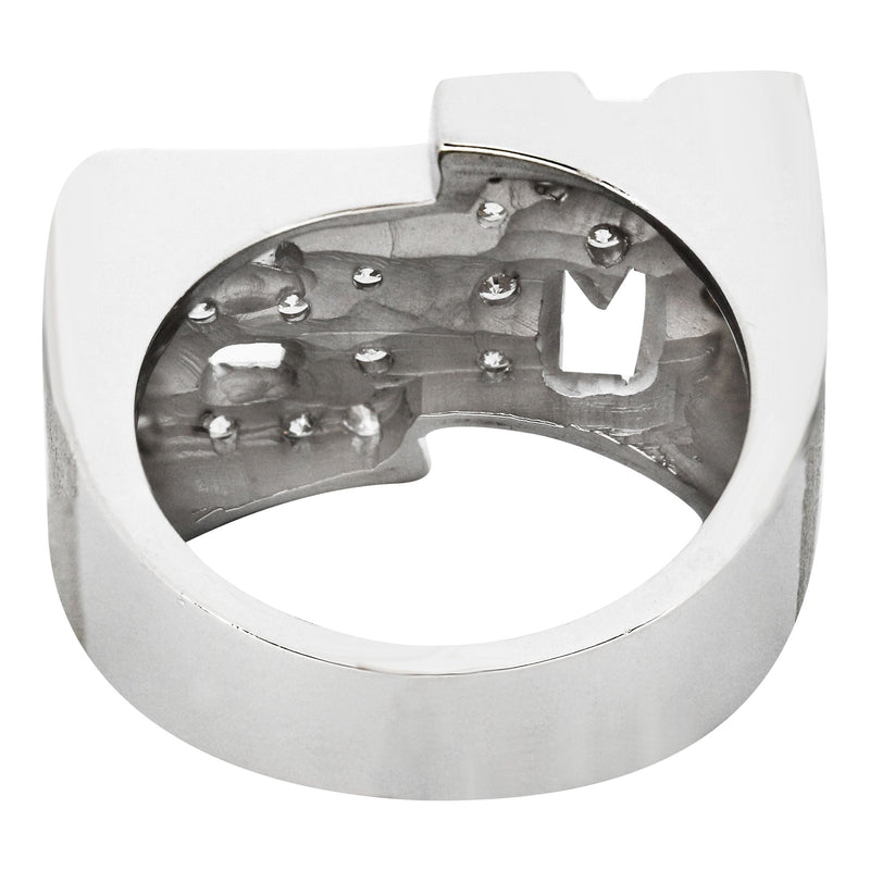 14K Diamond White Gold Initials Name Ring | Style #105