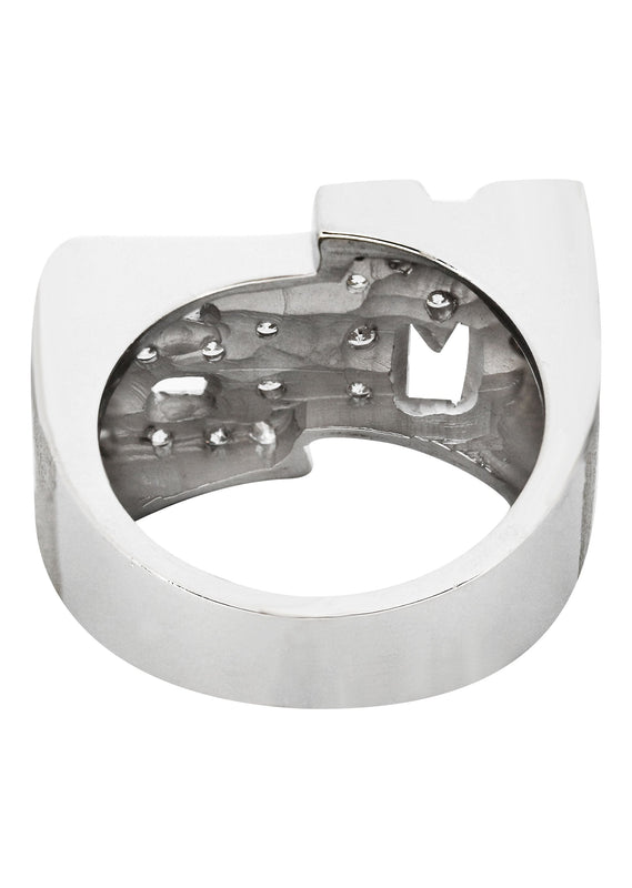 14K Diamond White Gold Initials Name Ring | Style #105