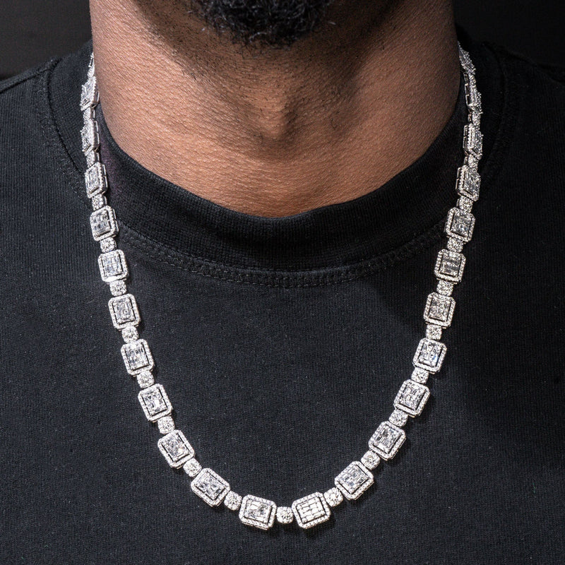 High End Jewelry - Iced Out Diamond Baguette Tennis Chain