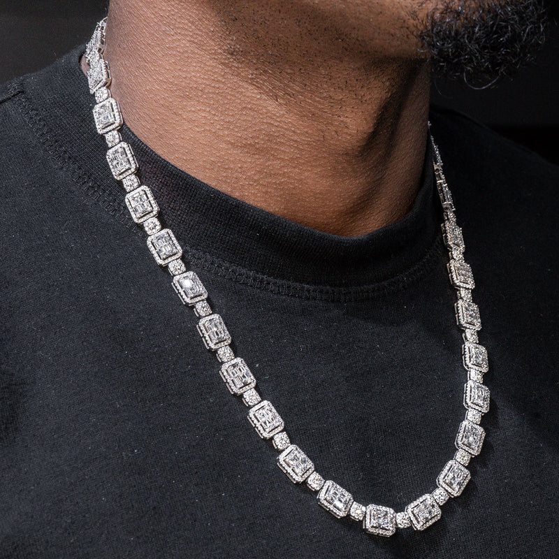 High End Jewelry - Iced Out Diamond Baguette Tennis Chain