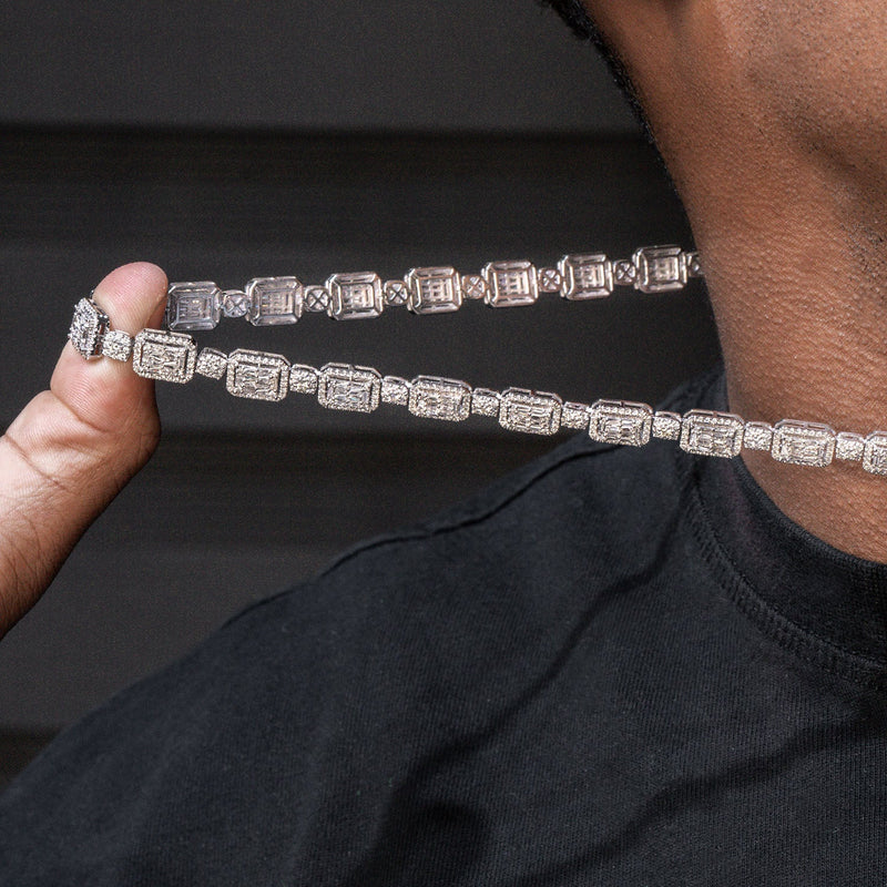 High End Jewelry - Iced Out Diamond Baguette Tennis Chain