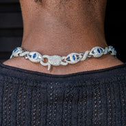 High End Jewelry - Diamond Evil Eye sapphire Iced Out Chain