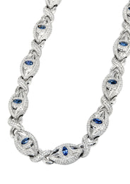 High End Jewelry - Diamond Evil Eye sapphire Iced Out Chain