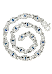 High End Jewelry - Diamond Evil Eye sapphire Iced Out Chain