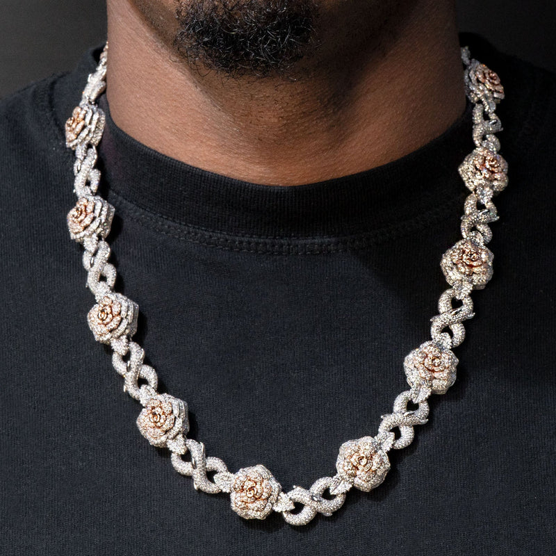 High End Jewelry - Iced Out Diamond Roses and Thorns Chain