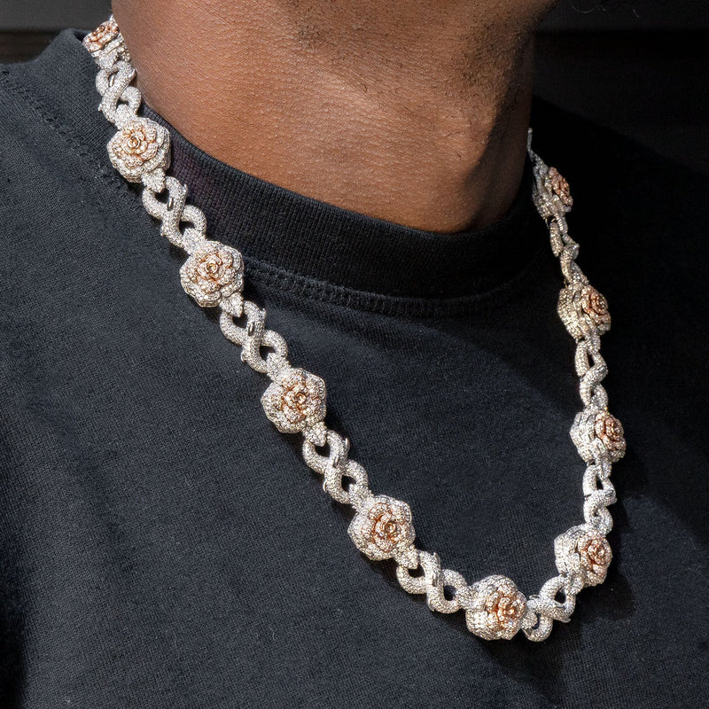 High End Jewelry - Iced Out Diamond Roses and Thorns Chain