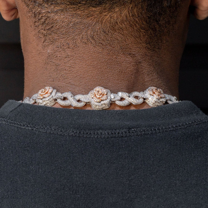 High End Jewelry - Iced Out Diamond Roses and Thorns Chain