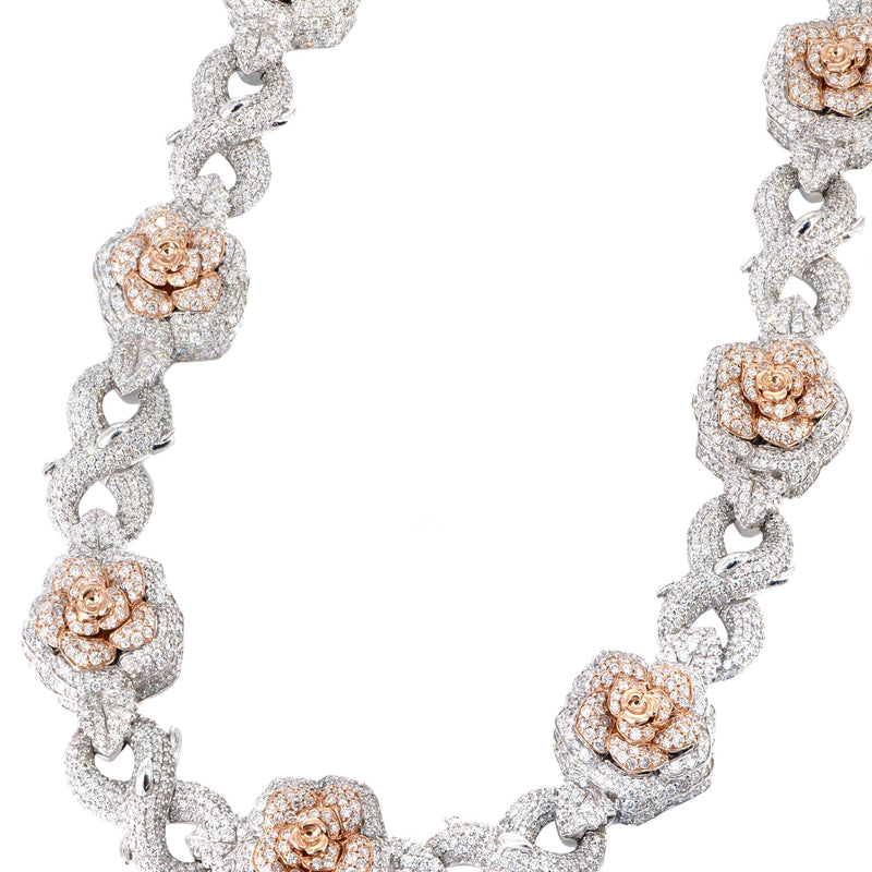 High End Jewelry - Iced Out Diamond Roses and Thorns Chain
