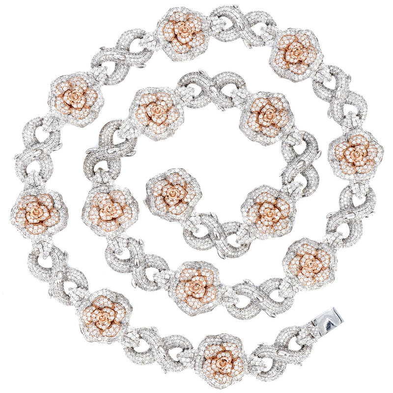 High End Jewelry - Iced Out Diamond Roses and Thorns Chain