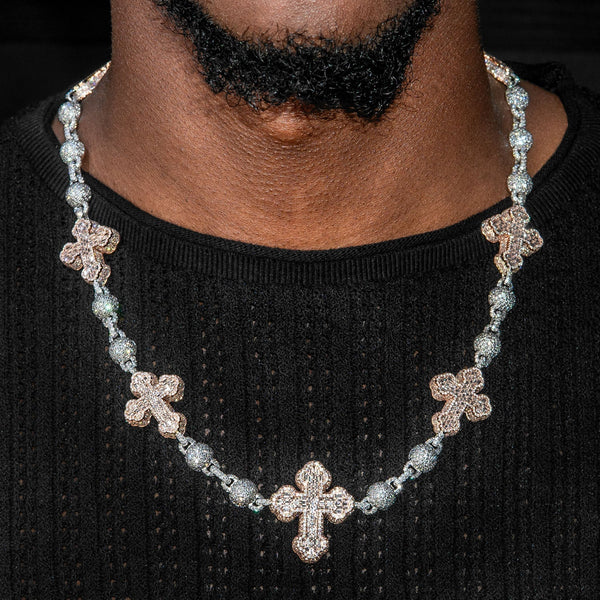 High End Jewelry - Diamond Baguette Crosses Iced Out Chain
