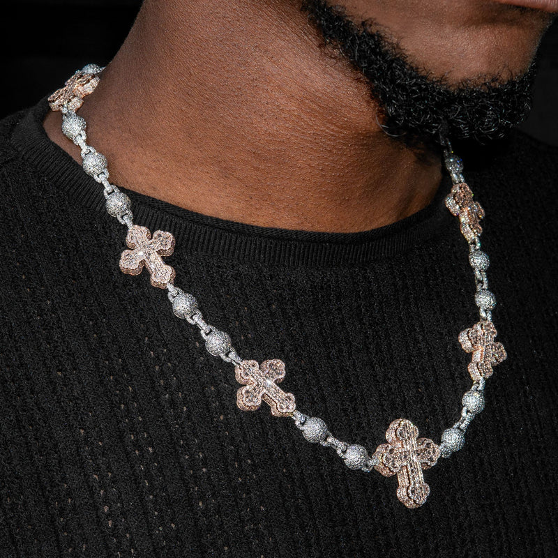 High End Jewelry - Diamond Baguette Crosses Iced Out Chain