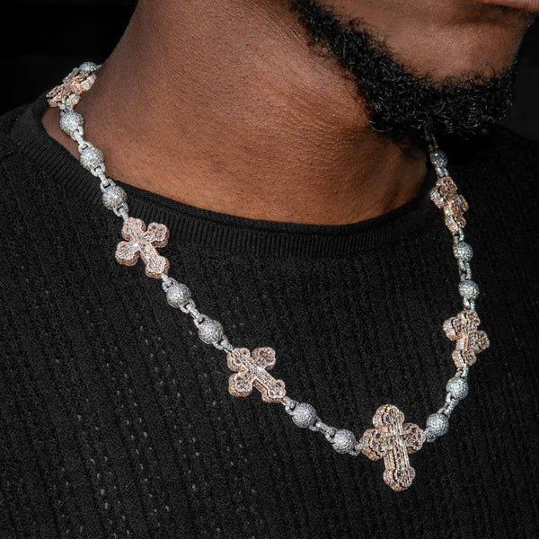 High End Jewelry - Diamond Baguette Crosses Iced Out Chain