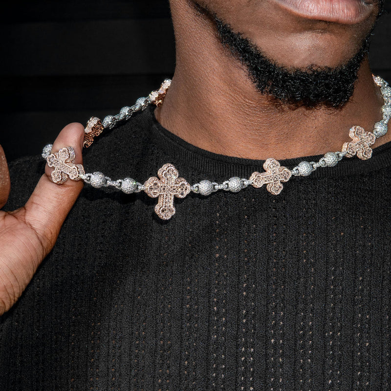 High End Jewelry - Diamond Baguette Crosses Iced Out Chain