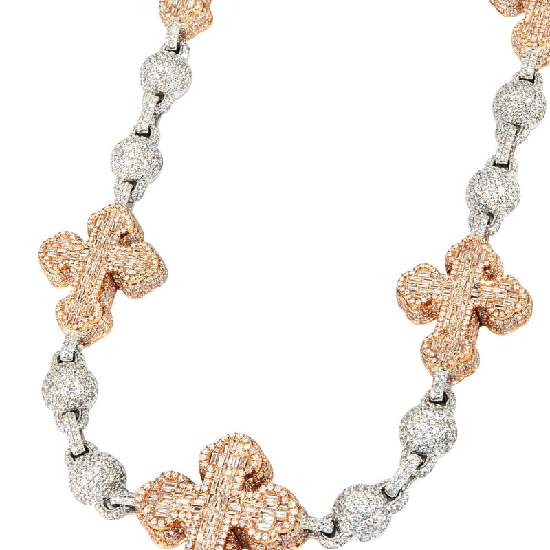 High End Jewelry - Diamond Baguette Crosses Iced Out Chain