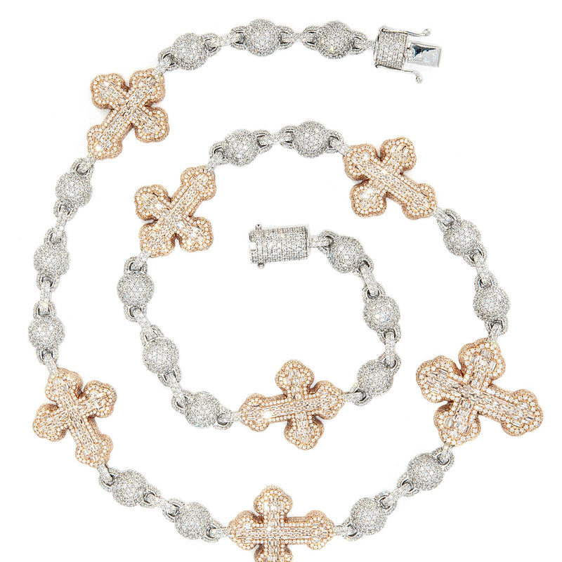 High End Jewelry - Diamond Baguette Crosses Iced Out Chain
