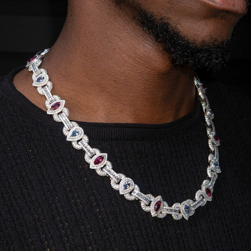 High End Jewelry - Iced Out Ruby & Sapphire Chain