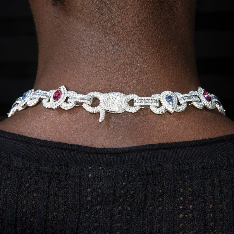 High End Jewelry - Iced Out Ruby & Sapphire Chain