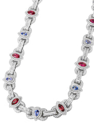 High End Jewelry - Iced Out Ruby & Sapphire Chain