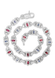 High End Jewelry - Iced Out Ruby & Sapphire Chain