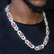 High End Jewelry -  Iced Out Ruby & Sapphire Chain