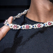 High End Jewelry -  Iced Out Ruby & Sapphire Chain