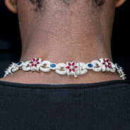 High End Jewelry -  Iced Out Ruby & Sapphire Chain