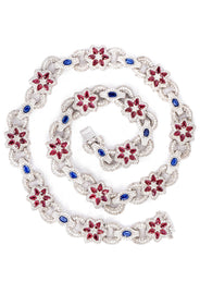 High End Jewelry -  Iced Out Ruby & Sapphire Chain