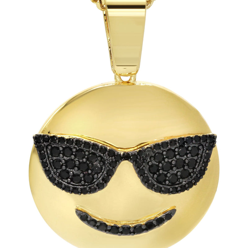 Mens Gold Plated Franco Chain & Emoji Pendant | Appx. 15.6 Grams
