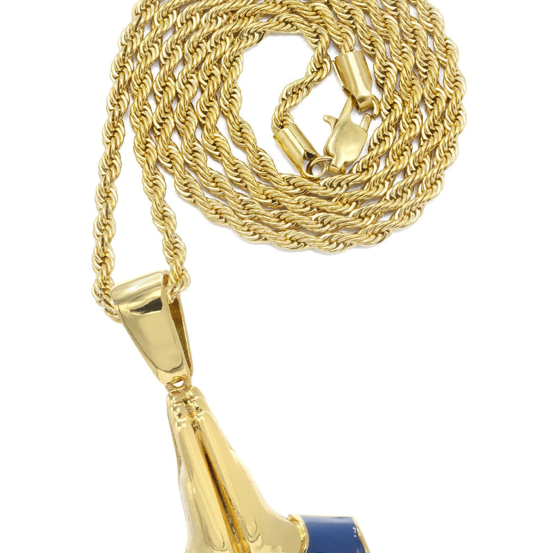 Mens Gold Plated Rope Chain & Emoji Pendant | Appx. 22.2 Grams