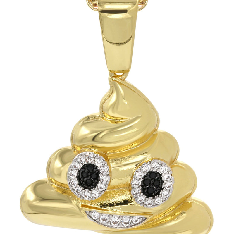 Mens Gold Plated Cuban Link Chain & Emoji Pendant | Appx. 17 Grams